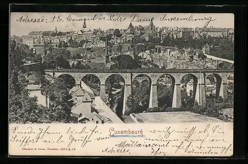 AK Luxembourg, Stadtansicht über das Viadukt