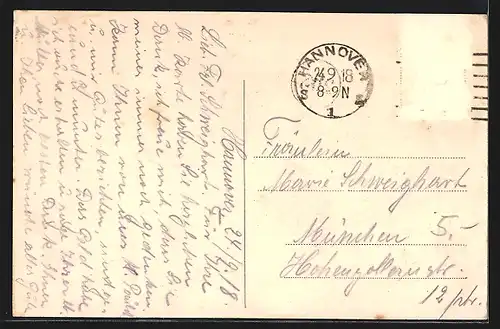 AK Hannover, Hohenzollernstrasse mit Strassenbahn und Kriegerdenkmal