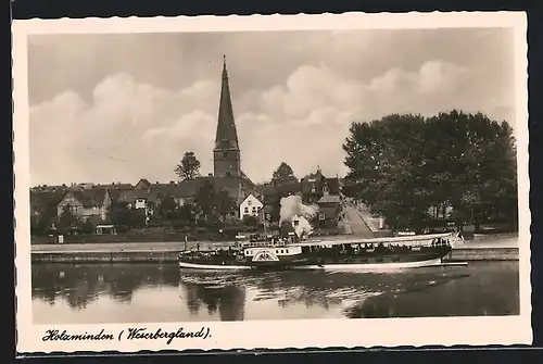 AK Holzminden, Weserufer mit Dampfer Kronprinz Wilhelm