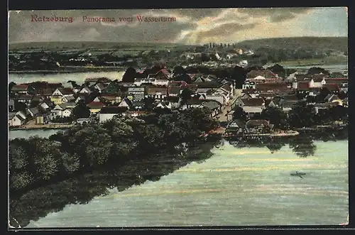 AK Ratzeburg, Panorama vom Wasserturm gesehen