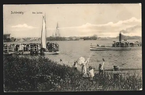 AK Schleswig, Dampfer auf der Schlei