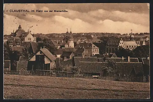 AK Clausthal i. Harz, Ortsansicht von der Bremerhöhe gesehen