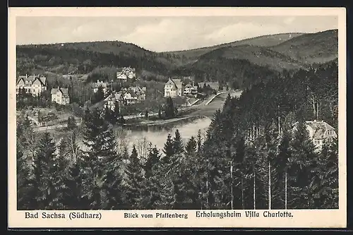 AK Bad Sachsa / Harz, Blick vom Pfaffenberg, Erholungsheim Villa Charlotte