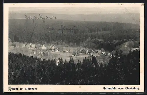 AK Elend / Harz, Ortsansicht vom Elendsberg gesehen