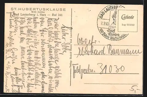 AK Bad Lauterberg / Harz, Gasthaus St. Hubertusklause