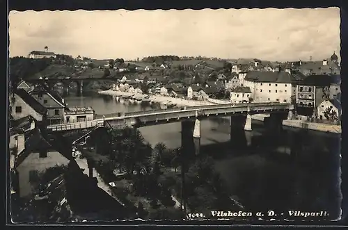AK Vilshofen a. d., Vilspartie mit Brücke