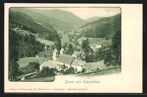 AK Rippoldsau, Ortspartie aus der Vogelschau