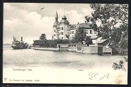AK Berg / Starnberger See, Hotel Leoni und Dampferlandungsplatz