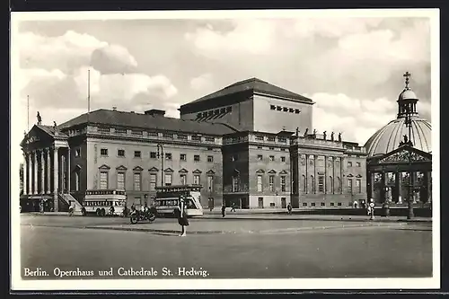 AK Berlin, Opernhaus und Hedwigskirche