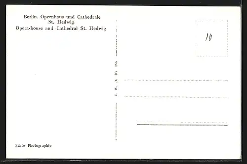 AK Berlin, Opernhaus und Hedwigskirche