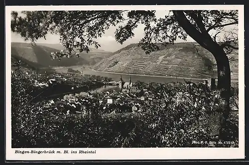 AK Bingen-Bingerbrück, Ortsansicht mit Blick ins Rheintal