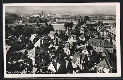 AK Kehl, Ortsansicht mit Blick auf Strassburg