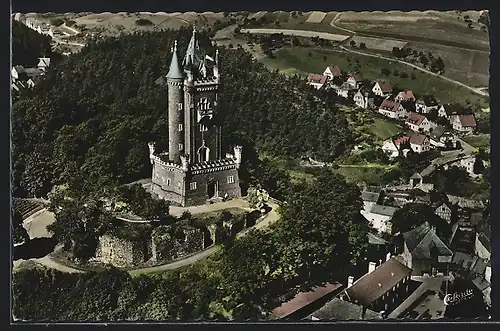 AK Dillenburg, Ortsansicht mit Burg aus der Vogelschau