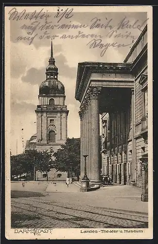 AK Darmstadt, Landes-Theater und Museum