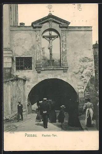 AK Passau, Strassenpartie am Paulus-Tor