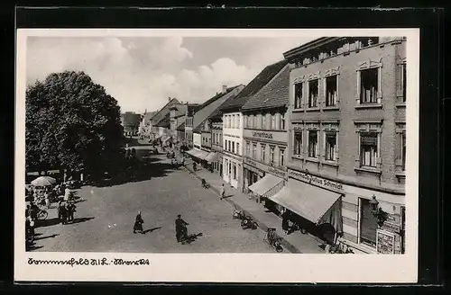 AK Sommerfeld /Niederlausitz, Markt mit Geschäften