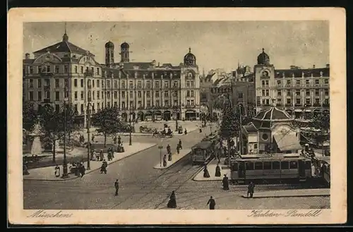 AK München, Karlstor-Rondell mit Strassenbahn