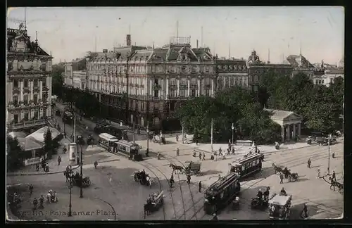 AK Berlin, Strassenbahnen auf dem Potsdamer Platz