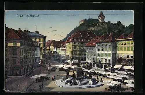 AK Graz, Strassenbahn auf dem Hauptplatz