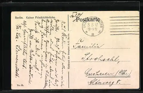 AK Berlin, Strassenbahn auf der Kaiser Friedrichbrücke