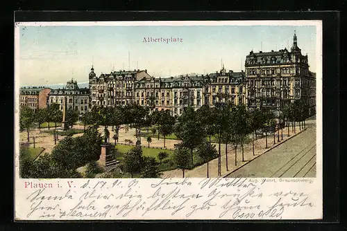 AK Plauen i. V., Albertsplatz
