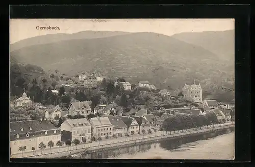 AK Gernsbach, Ortsansicht aus der Vogelschau