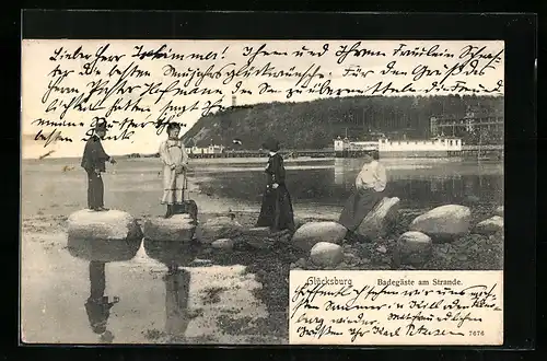 AK Ostseebad Glücksburg, Badegäste am Strande