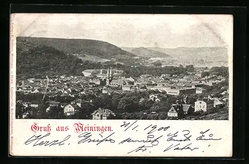AK Meiningen, Totalansicht aus der Vogelschau