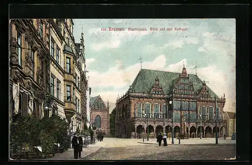 AK Bremen, Marktplatz mit Blick auf Rathaus