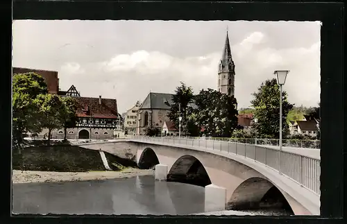 AK Gaildorf, Kocherbrücke mit Blick zur Kirche