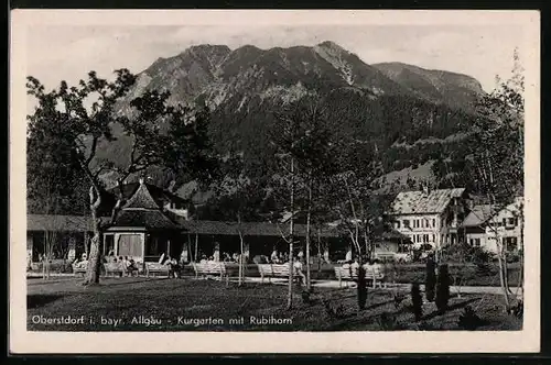 AK Oberstdorf i. bayr. Allgäu, Kurgarten mit Rubihorn