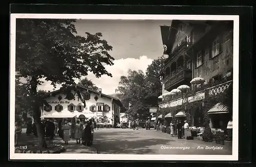 AK Oberammergau, Hotel Wittelsbach und Gasthof Alte Post am Dorfplatz