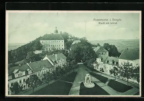 AK Frauenstein im Erzgeb., Markt mit Schloss