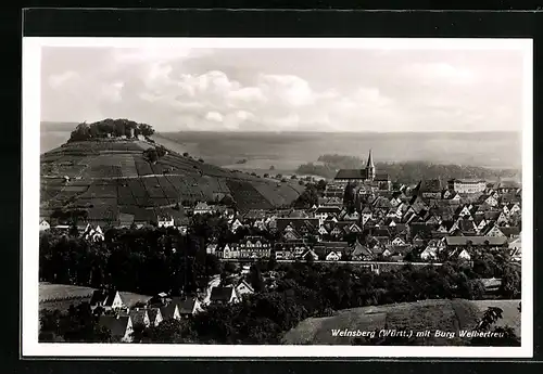 AK Weinsberg, Totalansicht mit Burg Weibertreu