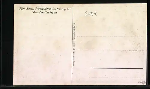 AK Dresden-Uebigau, Kgl. Sächs. Nachrichten-Abteilung 12