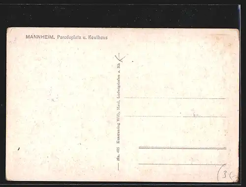 AK Mannheim, Strassenbahnen auf dem Paradeplatzund Kaufhaus