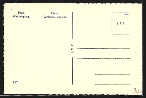 AK Prag, Strassenbahnen am Wenzelsplatz