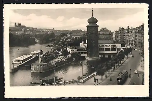 AK Prag, Manes, Strassenbahn