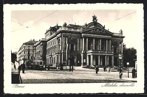 AK Brünn, Strassenbahn am Stadttheater