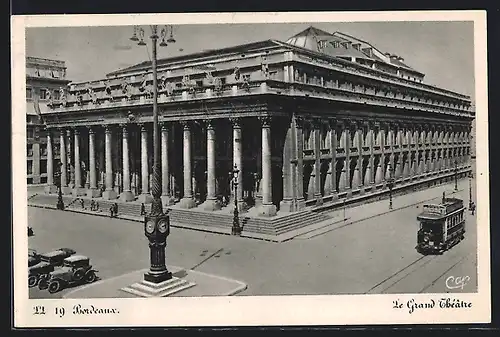 AK Bordeaux, Le Grand Theatre, Strassenbahn