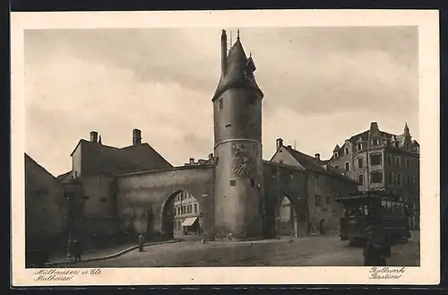 AK Mülhausen im Elsass, Strassenbahn am Bollwerk