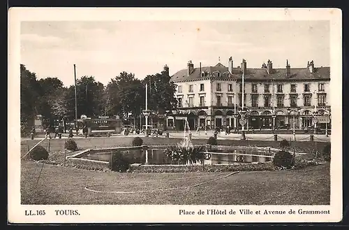 AK Tours, Place de l`Hotel de Ville et Avenue de Grammont, Strassenbahn