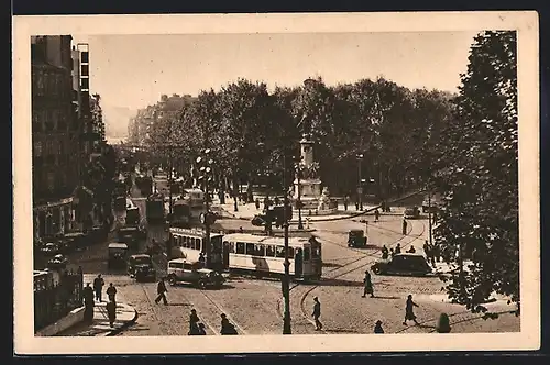 AK Marseille, Le Monument des Mobiles, Strassenbahn