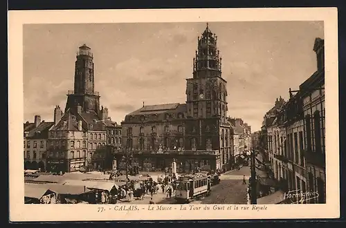 AK Calais, Le Musee, Strassenbahn