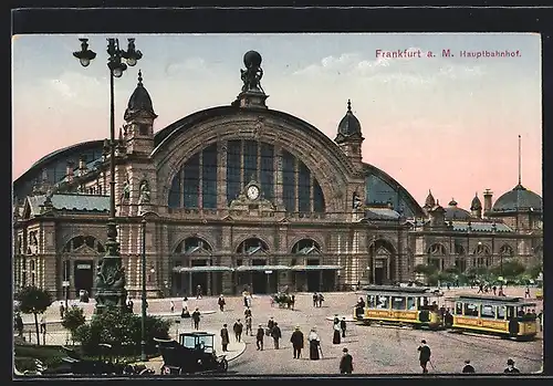 AK Frankfurt a. Main, Hauptbahnhof mit Strassenbahn