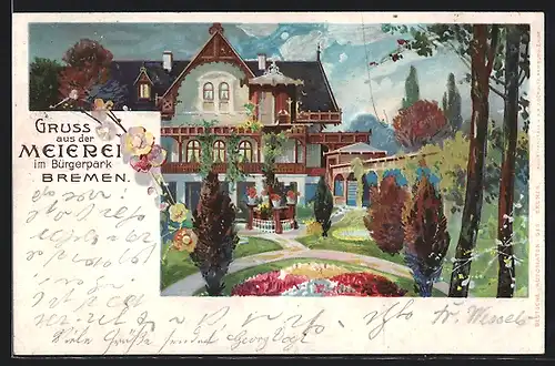 Lithographie Bremen, Meierei im Bürgerpark