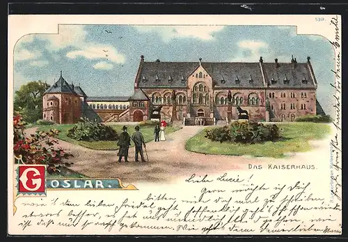 Lithographie Goslar, das Kaiserhaus