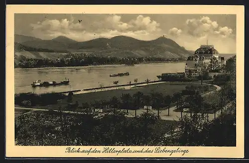 AK Godesberg a. Rh., Hotel Godesberger Hof, platz und Siebengebirge