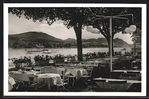 AK Bad Godesberg, Rheinhotel Dreesen, Dampfer vor Rheinpavillon