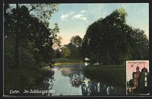 AK Eutin, Grossherzogliches Schloss, Im Schlossgarten